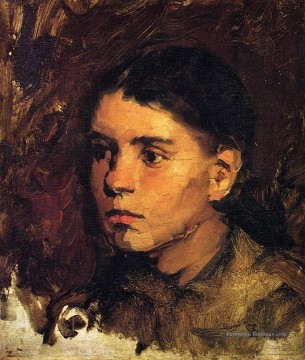 Tête d’un portrait de jeune fille Frank Duveneck Peinture à l'huile